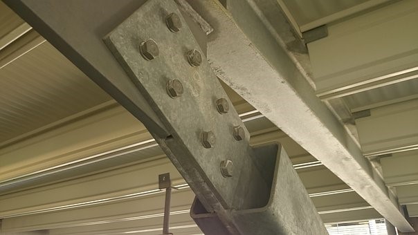 a photo of steel beams that provide structural support to the building